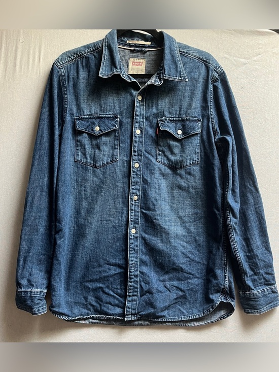 Levi's Tops - Levi's Dark Blue Indigo Denim Western Snap Button Shirt Women's L